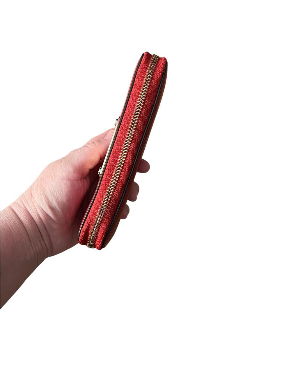 Michael Kors Red Leather Zip Around Wallet - Picture 7 of 9